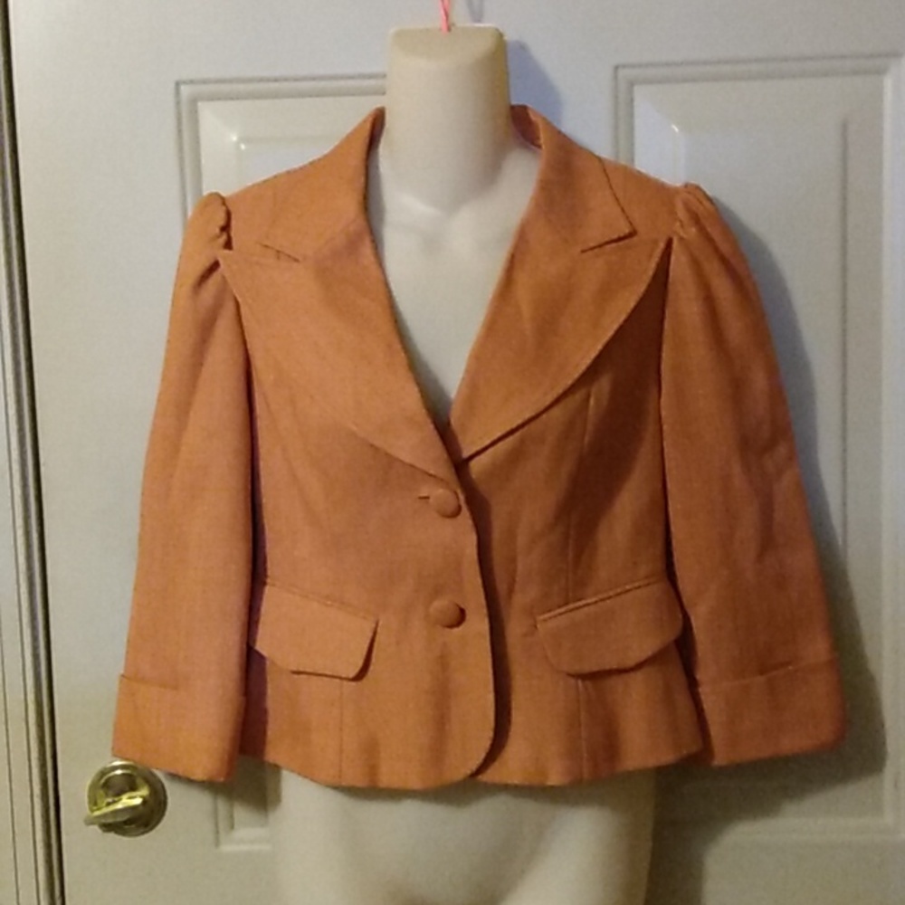 Orange Tweed Blazer Coat Jacket